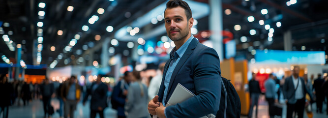 businessman people.convention crowd defocused display event.group hall 