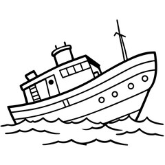 Obraz premium sunken sea vessel outline coloring book page line art drawing