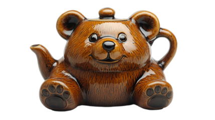 a brown bear teapot. 