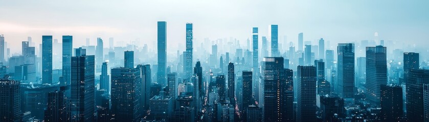 Obraz premium Urban Metropolis of Tomorrow - A Futuristic Chrome Cityscape with Gleaming Skyscrapers in High Detail.