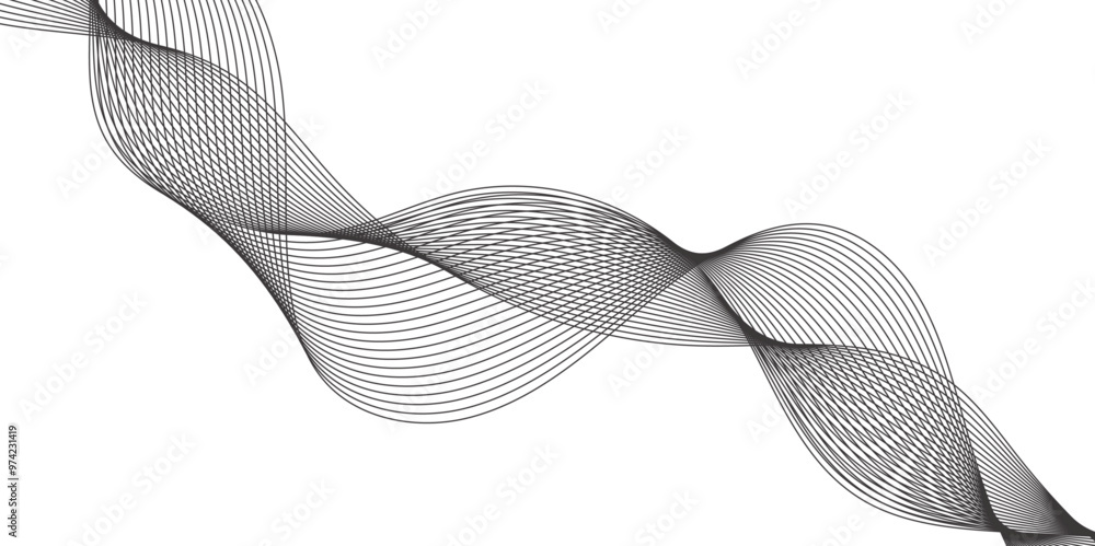 Poster black lines and white background abstract wave lines for banner, wallpaper background. abstract wave