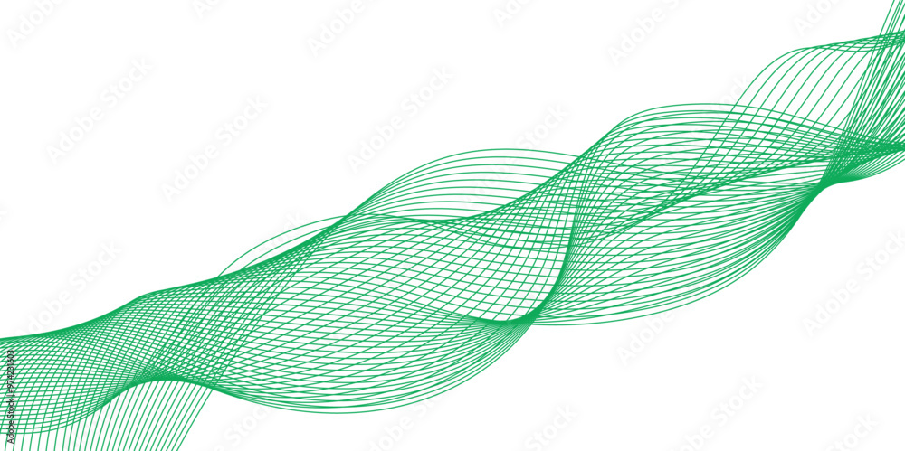 Poster abstract vector background with green wavy lines. green wave background. design element for technolo