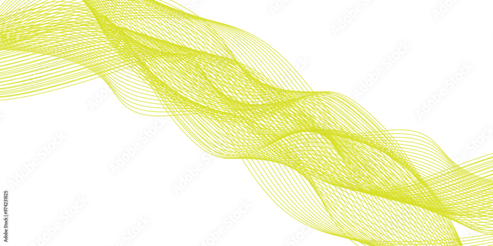 Poster abstract vector background with yellow wavy lines. green wave background. design element for technol