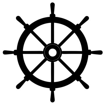recommend clip art: Black and white hand-drawn steering wheel icon silhouette isolated on a white background. Ship steering wheel clipart vector silhouette