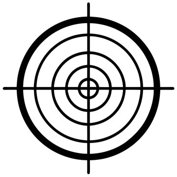 recommend clip art: Black and white hand-drawn target point icon silhouette isolated on a white background. Hunting equipment clipart vector silhouette
