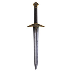 A detailed image of a medieval sword showcasing its unique blade and hilt design, perfect for historical themes and storytelling.