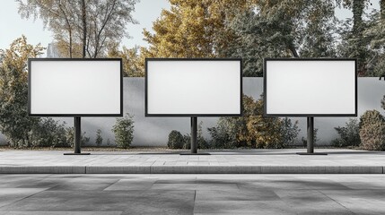 Fototapeta premium Three Blank Outdoor Billboards Generative AI