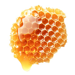 Honeycomb with honey drop isolated on transparent background