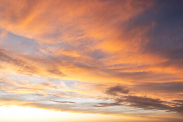 Pretty Peach and Purple Sunset Cloudscape