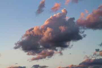 Dramatic moody clouds at sunset