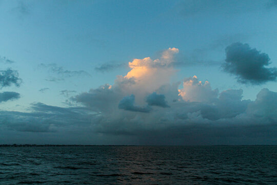 clouds over the sea at sunset