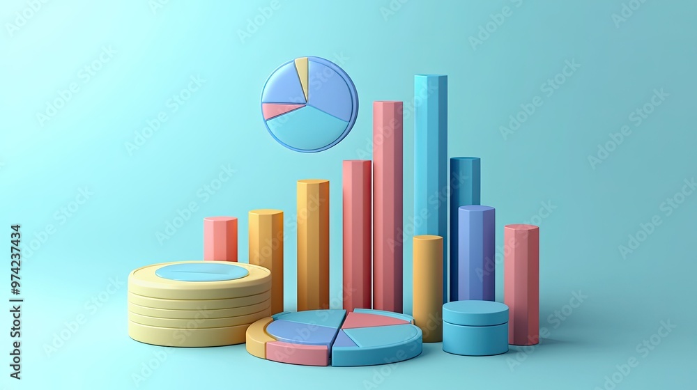 Poster 3d cost structure chart with segmented categories and ample copy space