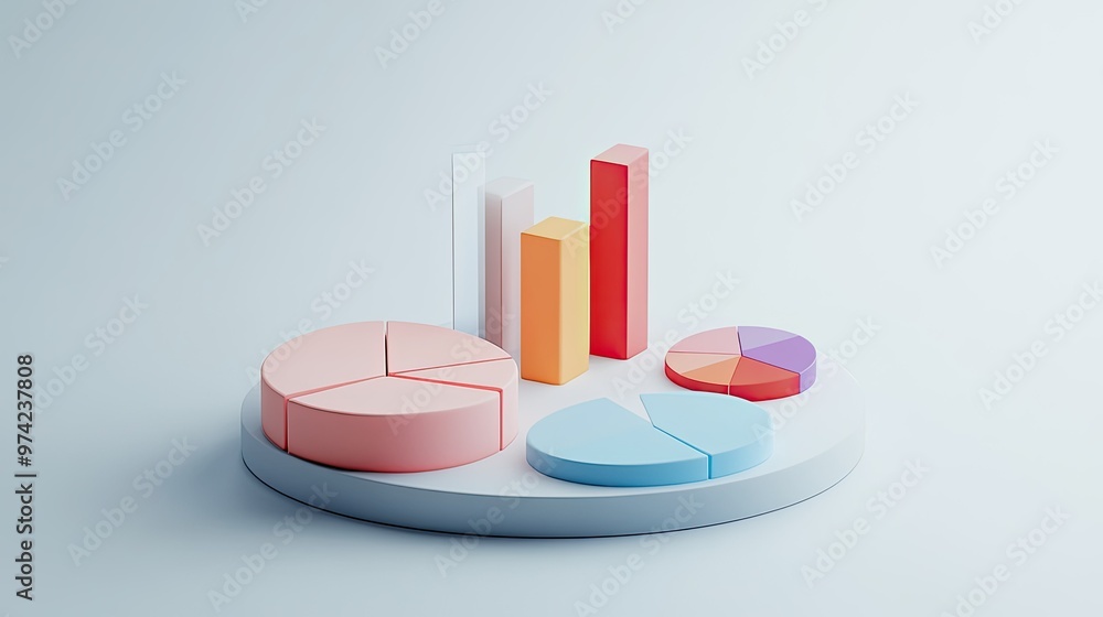 Poster 3d financial distribution model with expense categories and empty space for copy