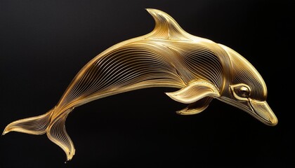 Elegant gold dolphin with flowing lines
