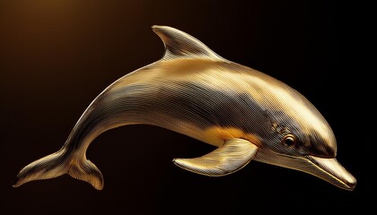 Elegant gold dolphin with flowing lines