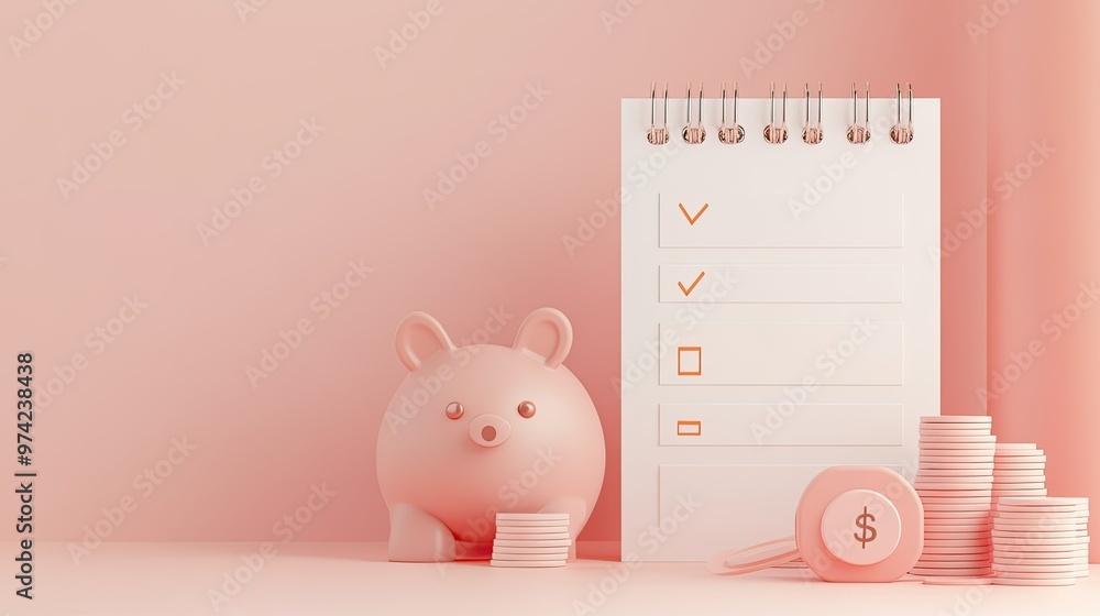 Poster 3d illustration of business budget allocation with empty space for notes