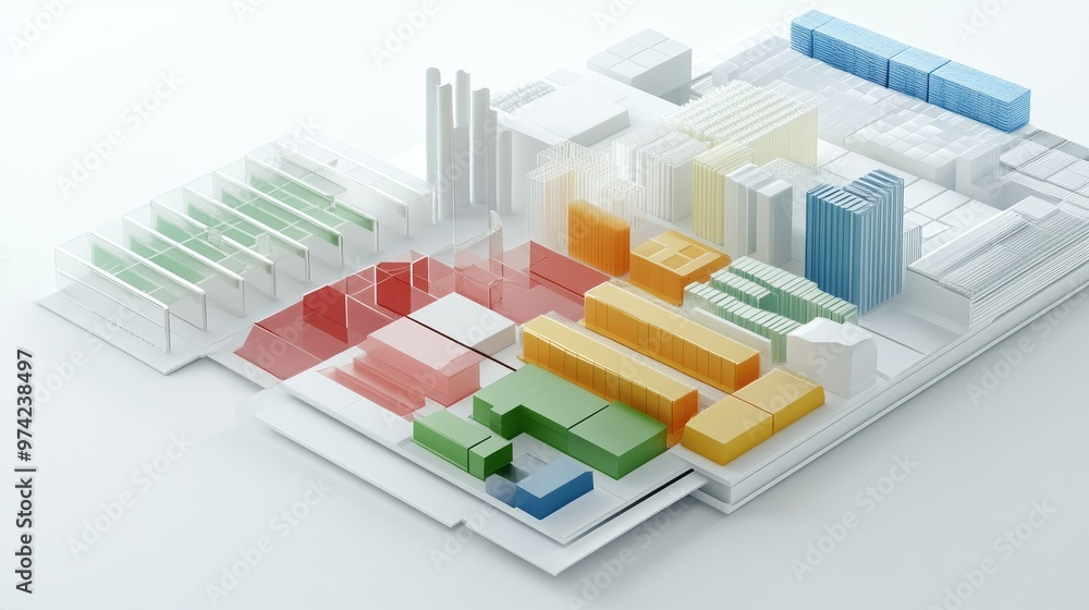 Poster 3d model of business cost categories with visible sections and ample copy space