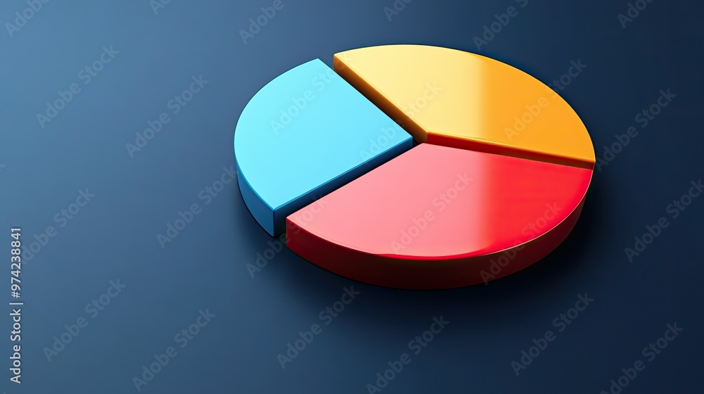 Poster 3d pie chart of business expenditures with clear copy space for text
