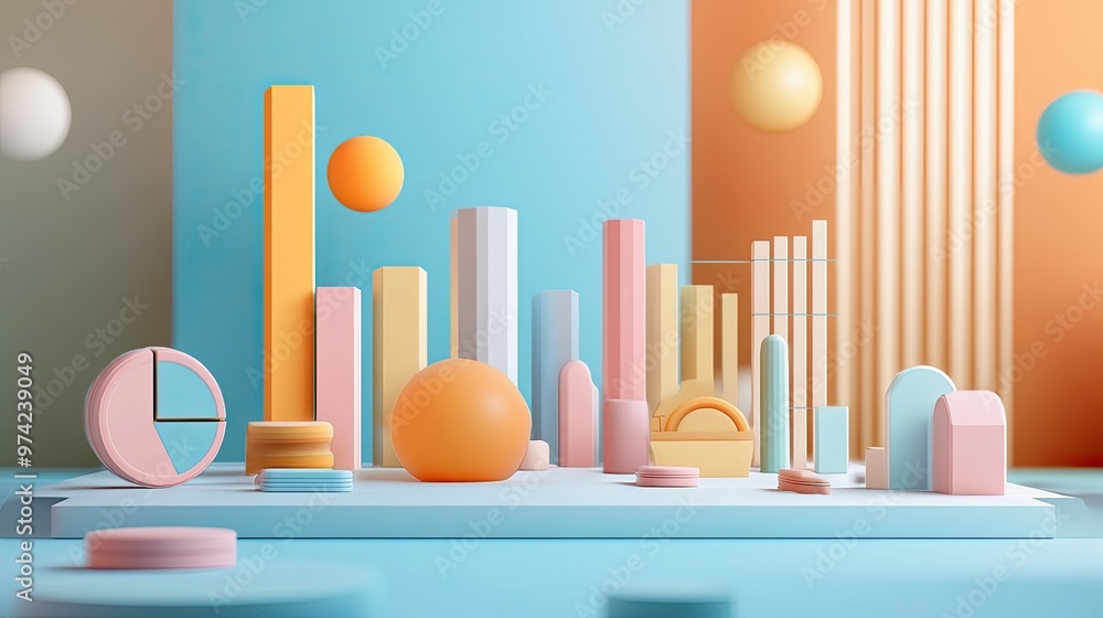 Poster 3d representation of a business cost structure with labeled sectors and empty space