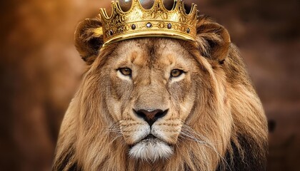 Golden lion with majestic crown