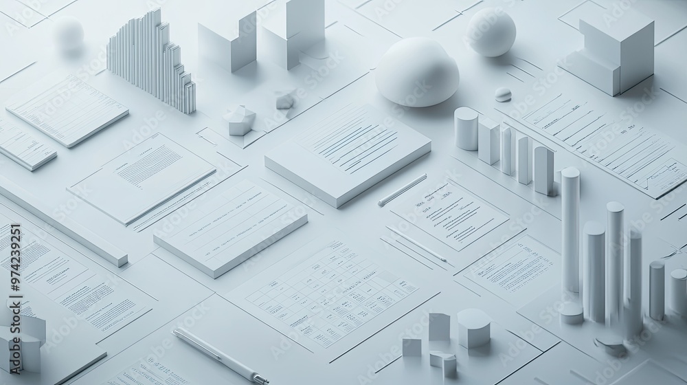 Poster 3d visual of a business financial structure with space for notes and no people