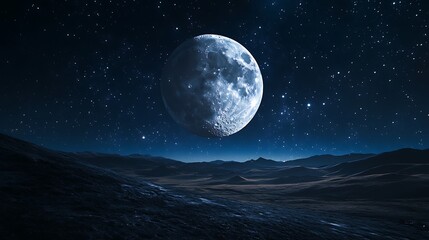 Moonrise Over a Cratered Landscape