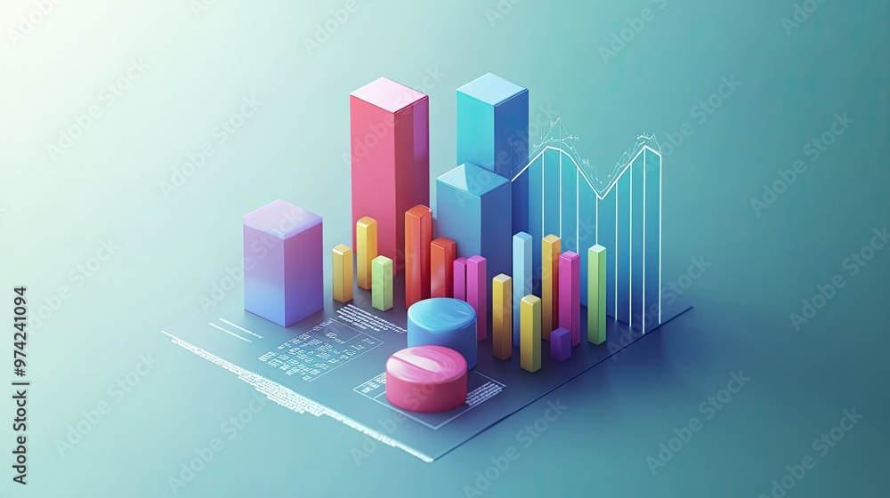 Poster abstract 3d chart showing various business costs with clear copy space