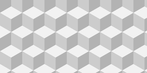 Abstract white and gray style minimal blank cubic. Geometric pattern illustration mosaic, square and triangle cube white background wallpaper.