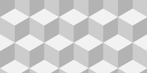 Abstract white and gray style minimal blank cubic. Geometric pattern illustration mosaic, square and triangle cube white background wallpaper.