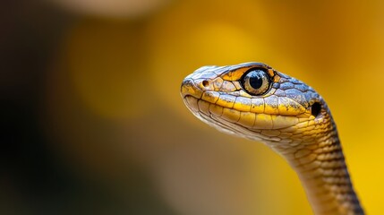 Obraz premium A tight shot of a snake's head with a blurred foreground and background