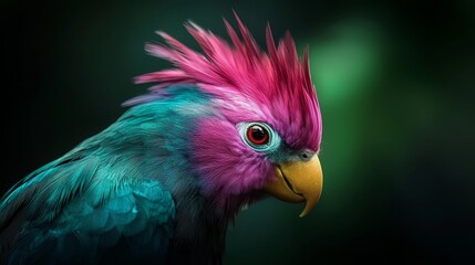 Fototapeta premium A close-up of a colorful bird against a green background Another image features the same bird against a black background