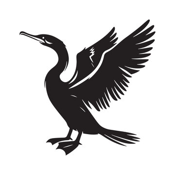 recommend clip art: Creative cormorant silhouette for unique artistic applications - Cormorant black vector
                    