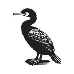 Fototapeta premium Detailed cormorant silhouette for unique creative work - Cormorant illustration - minimallest cormorant vector 
