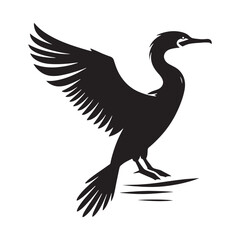 Fototapeta premium Simplified cormorant silhouette for versatile print and digital uses - Cormorant illustration - minimallest cormorant vector 