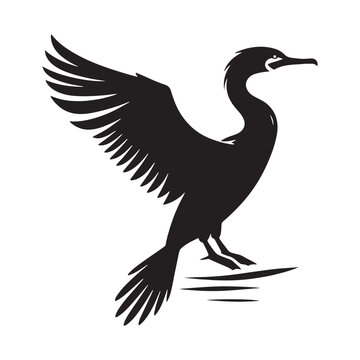recommend clip art: Simplified cormorant silhouette for versatile print and digital uses - Cormorant illustration - minimallest cormorant vector
                    
