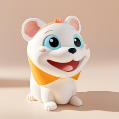 Naklejka premium A cute, cartoon-style white mouse wearing a yellow bowtie.