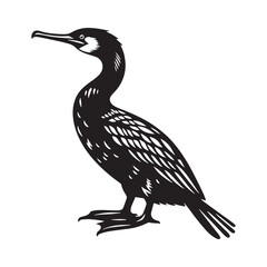 Elegant cormorant silhouette for modern design projects - Cormorant black vector
