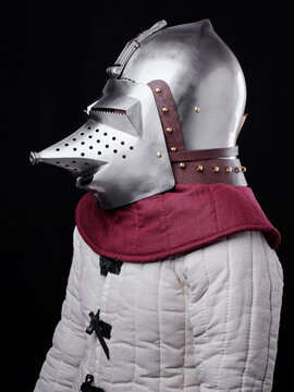 Medieval armor protection. Knight helm.