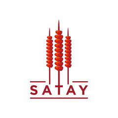Satay logo vector illustration template Indonesian traditional food