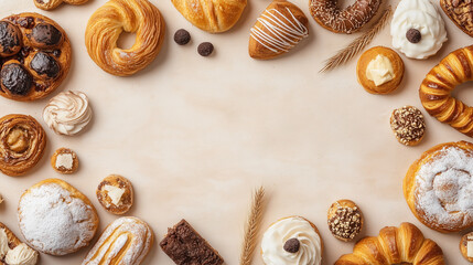 Cookie pastries set against a soft beige background to create a warm and inviting feel.