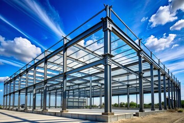 Obraz premium Sleek, modern metal frames structure with clean lines and industrial aesthetic, forming a robust framework for