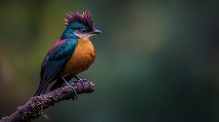 Obraz premium A colorful bird perched on a branch against a blurred background