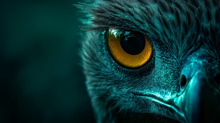  A tight shot of an owl's expressive face, its eyes piercingly yellow and focused intensely