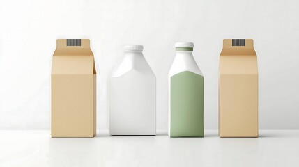 Mockup of Three Blank Packaging Containers on White Table