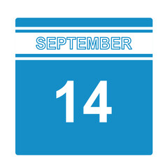 September 14 calender  reminder, 14 September daily calender icon template