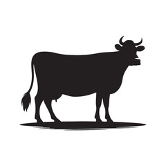 Minimalistic cow silhouette for diverse creative projects - Cow black vector
