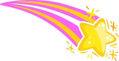 Cartoon shooting star, cosmos meteor silhouette