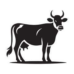 Simplified cow silhouette for innovative digital artwork - Cow illustration - minimallest cow vector
