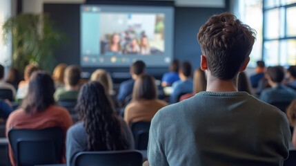 Group Watching Presentation in Conference Room