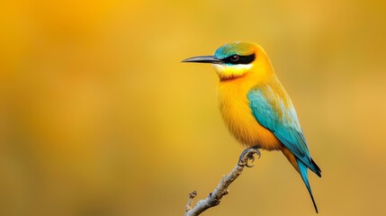  A vibrant bird perched on a branch against a softly blurred background